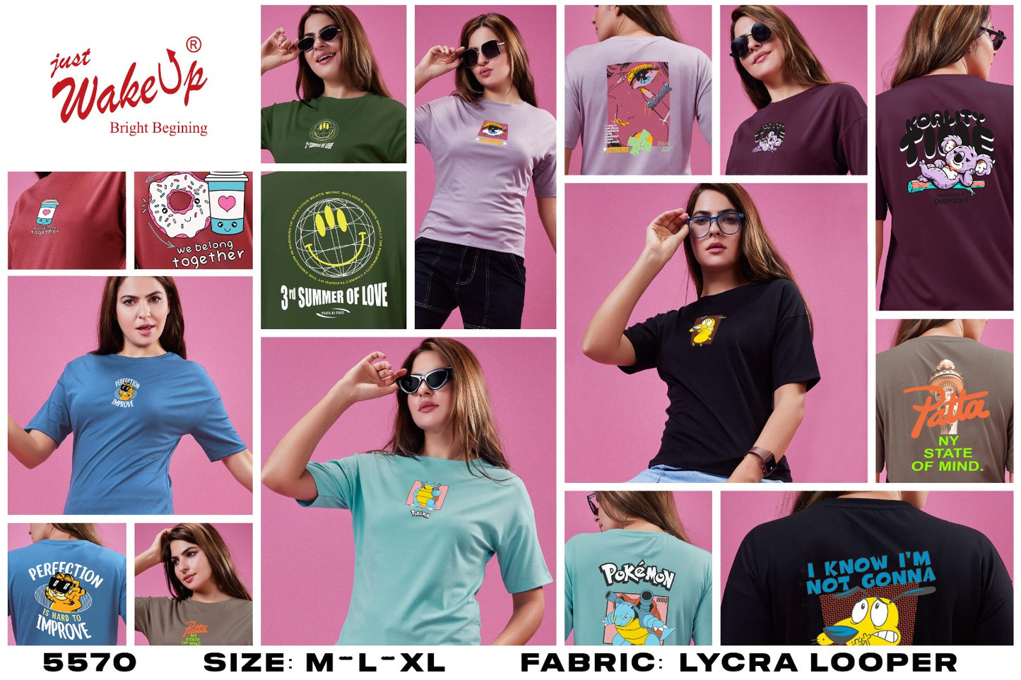 Design 5570 Wakeup Looper Women Tshirt Wholesaler India