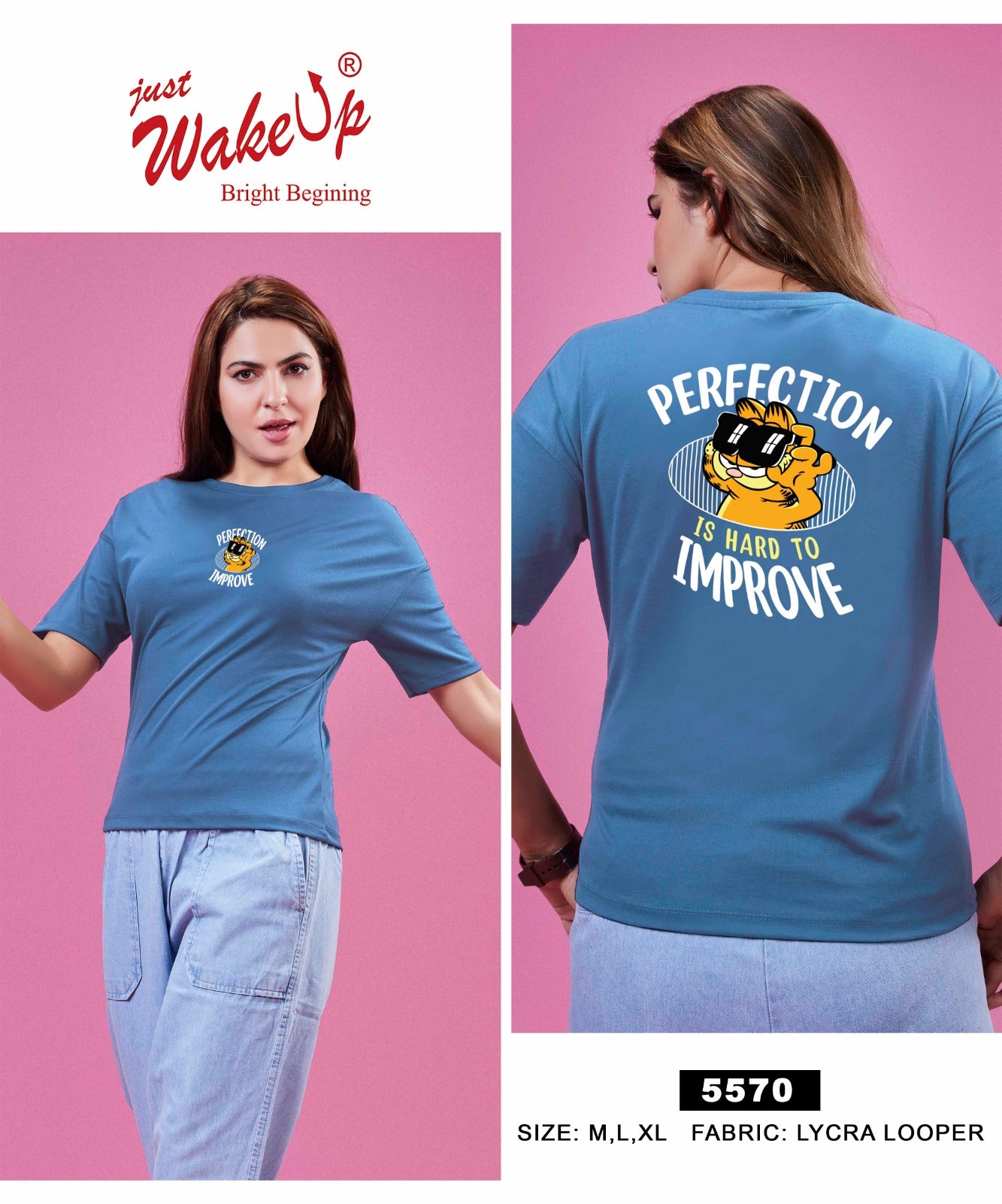 Design 5570 Wakeup Looper Women Tshirt Wholesaler India