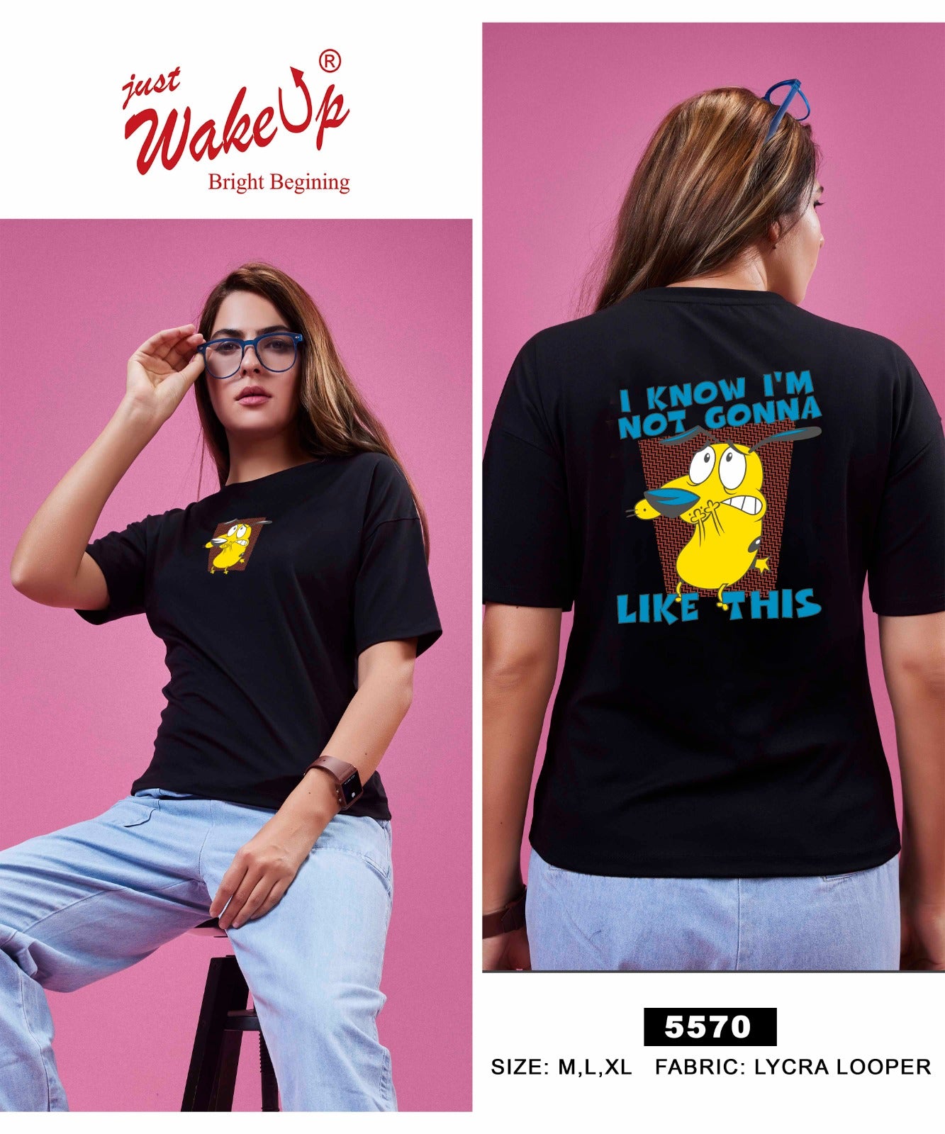 Design 5570 Wakeup Looper Women Tshirt Wholesaler India