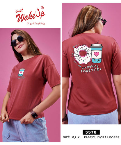 Design 5570 Wakeup Looper Women Tshirt Wholesaler India