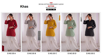 Design 55 Khas Reyon Top Bottom Set Wholesaler India