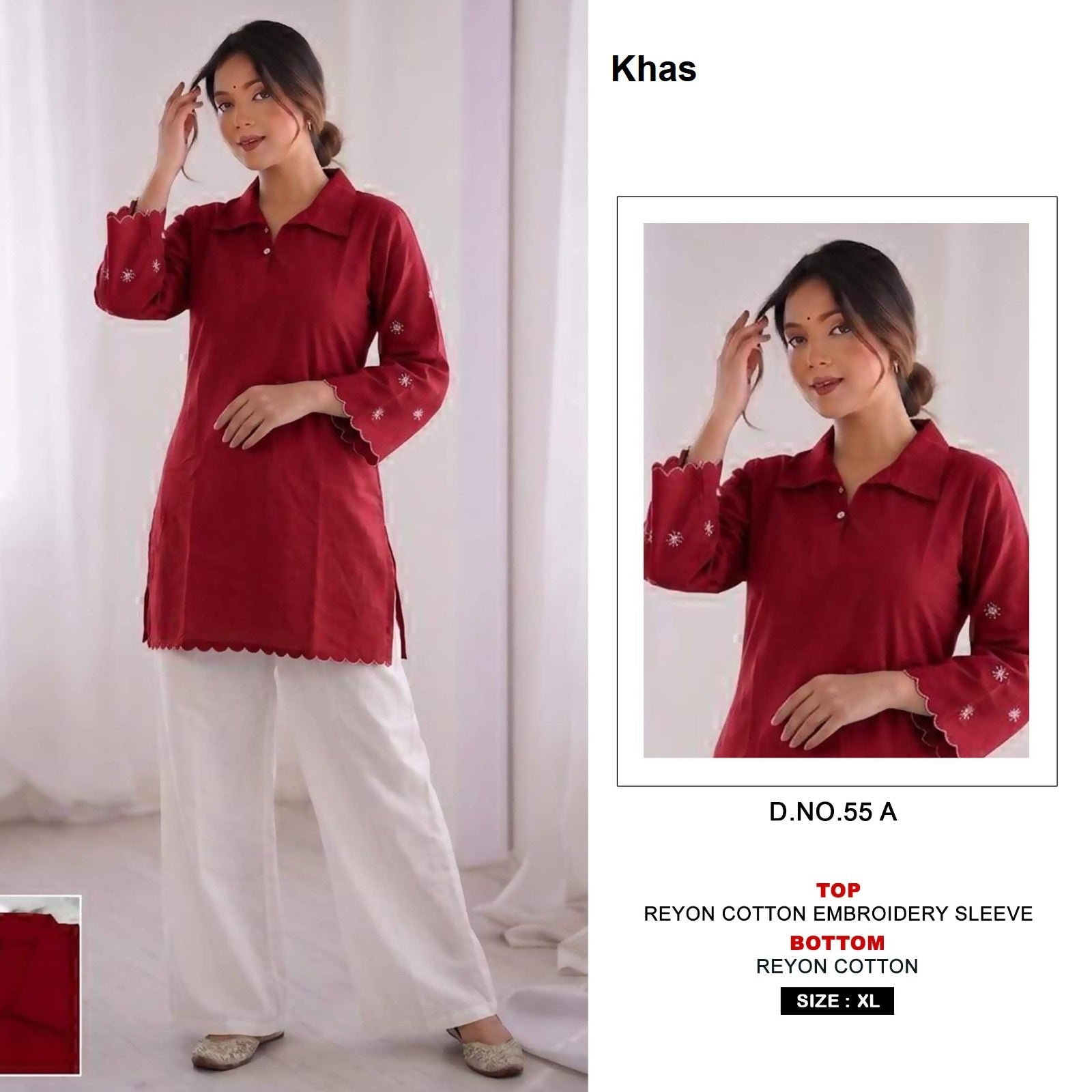 Design 55 Khas Reyon Top Bottom Set Wholesaler India