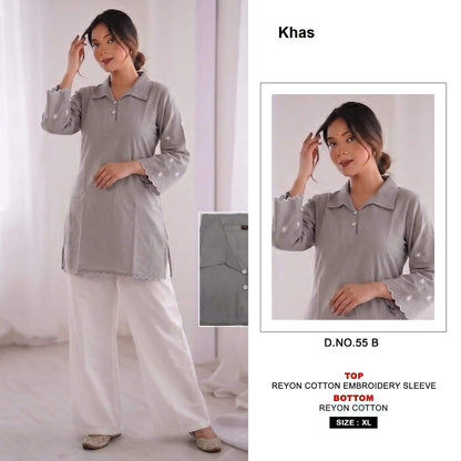 Design 55 Khas Reyon Top Bottom Set Wholesaler India
