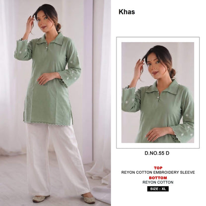 Design 55 Khas Reyon Top Bottom Set Wholesaler India