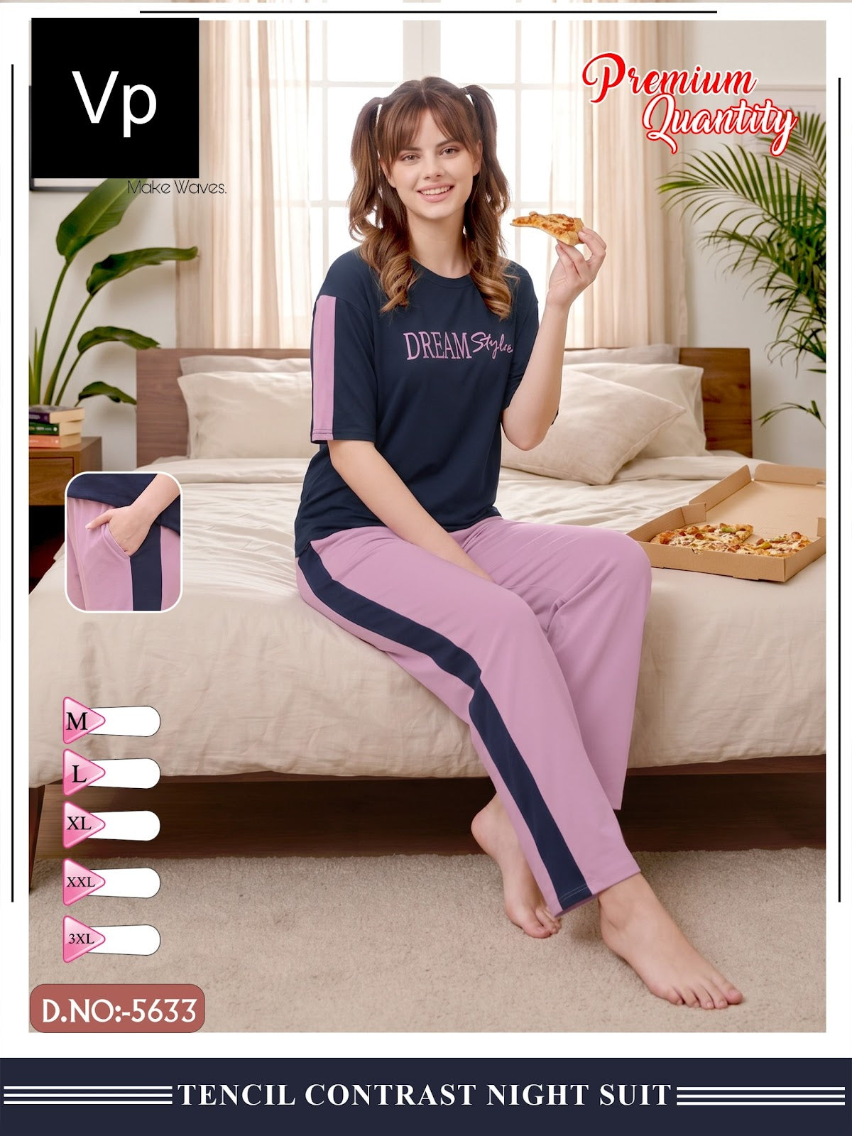 Design 5633 Vp Tencil Pyjama Night Suits Wholesaler Gujarat