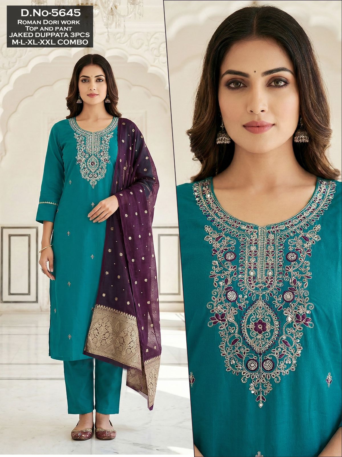 Design 5640 To 5645 Maira Roman Silk Readymade Pant Style Suits Wholesaler Gujarat