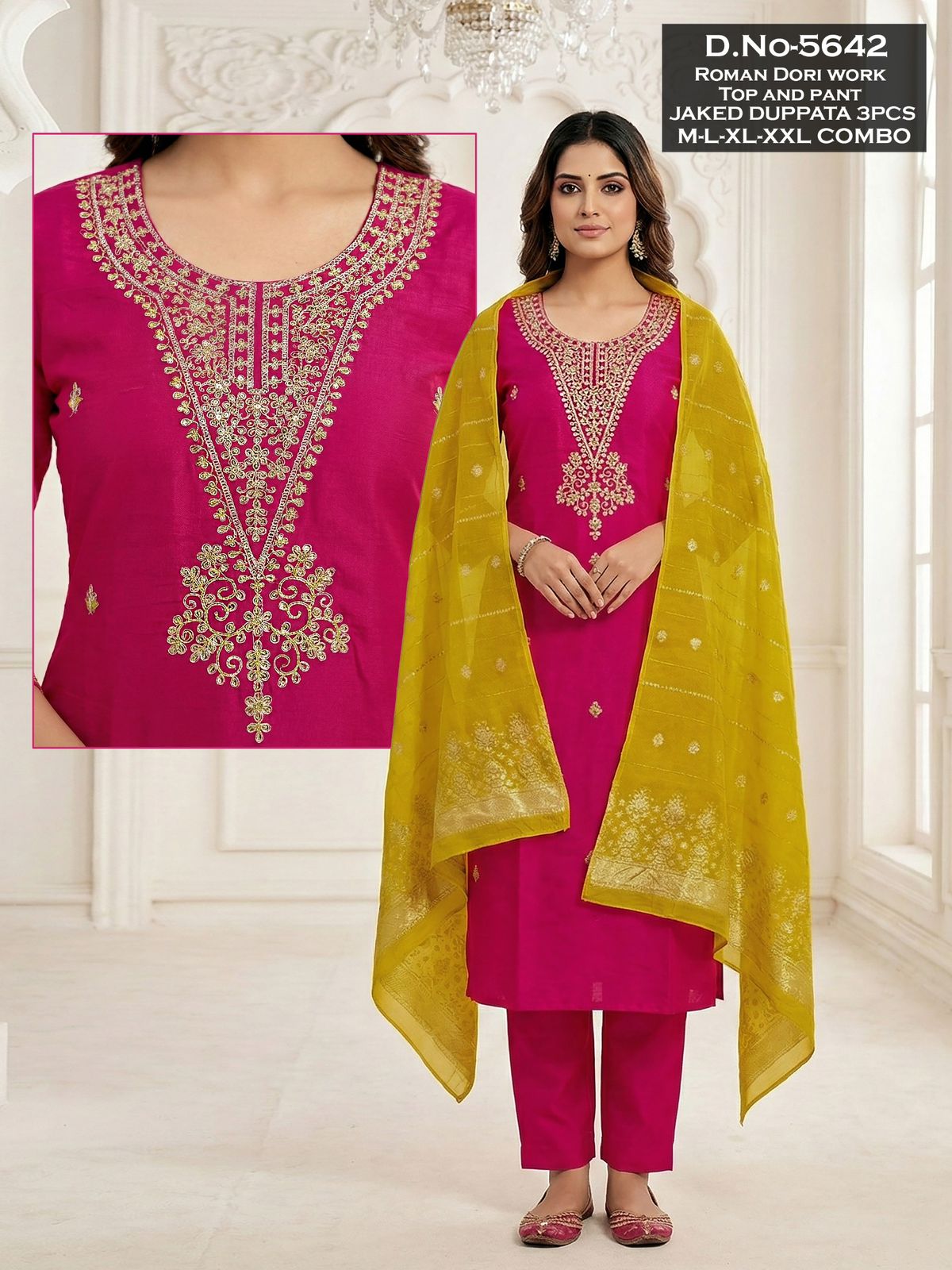 Design 5640 To 5645 Maira Roman Silk Readymade Pant Style Suits Wholesaler Gujarat