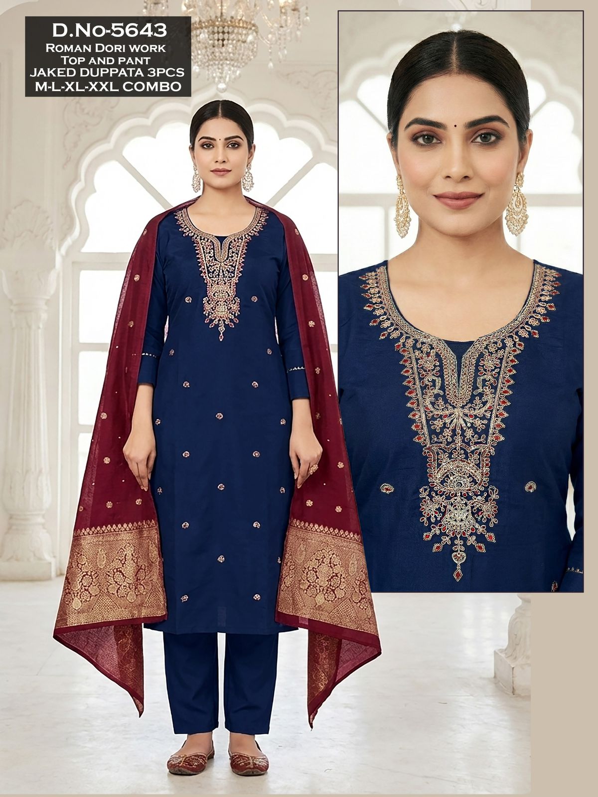 Design 5640 To 5645 Maira Roman Silk Readymade Pant Style Suits Wholesaler Gujarat