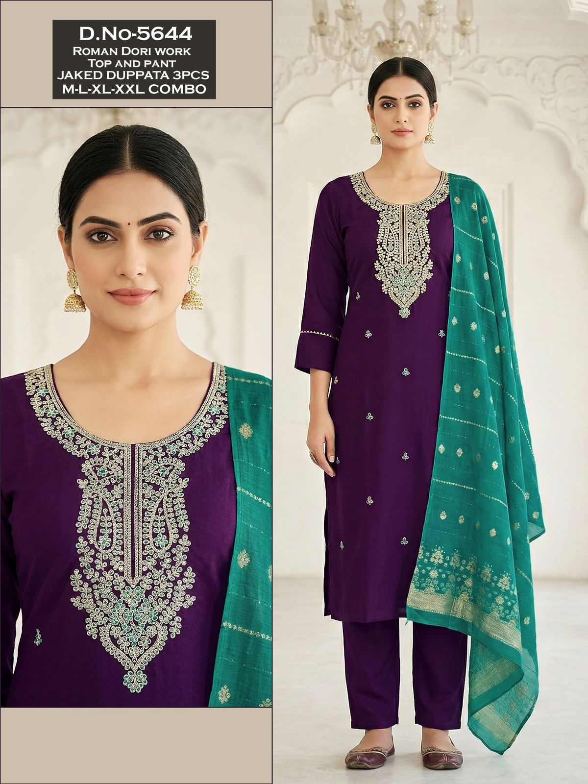 Design 5640 To 5645 Maira Roman Silk Readymade Pant Style Suits Wholesaler Gujarat