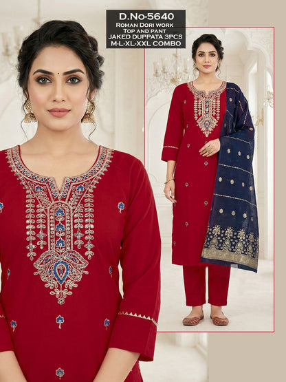 Design 5640 To 5645 Maira Roman Silk Readymade Pant Style Suits Wholesaler Gujarat