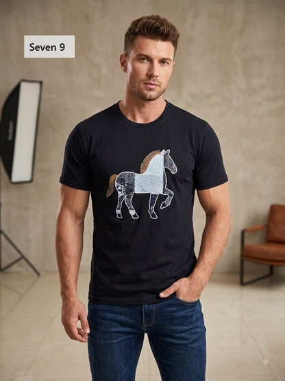 Design 5657 Plain Seven 9 Interlock Mens Tshirts Supplier India