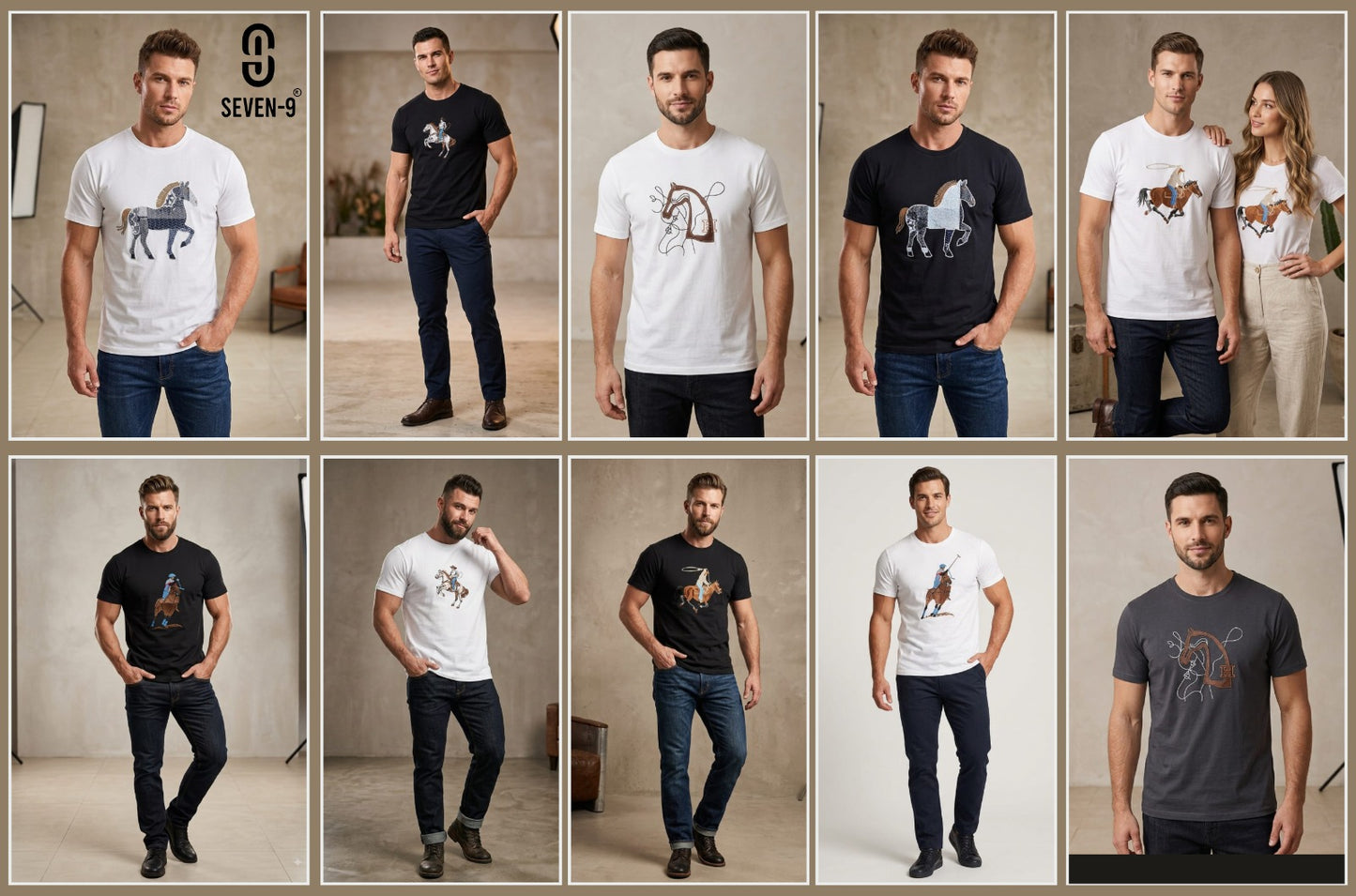 Design 5657 Plain Seven 9 Interlock Mens Tshirts Supplier India