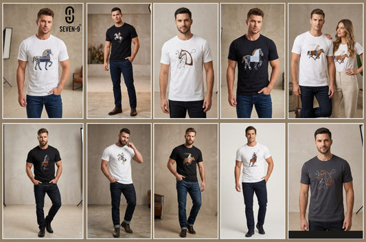 Design 5657 Plain Seven 9 Interlock Mens Tshirts Supplier India