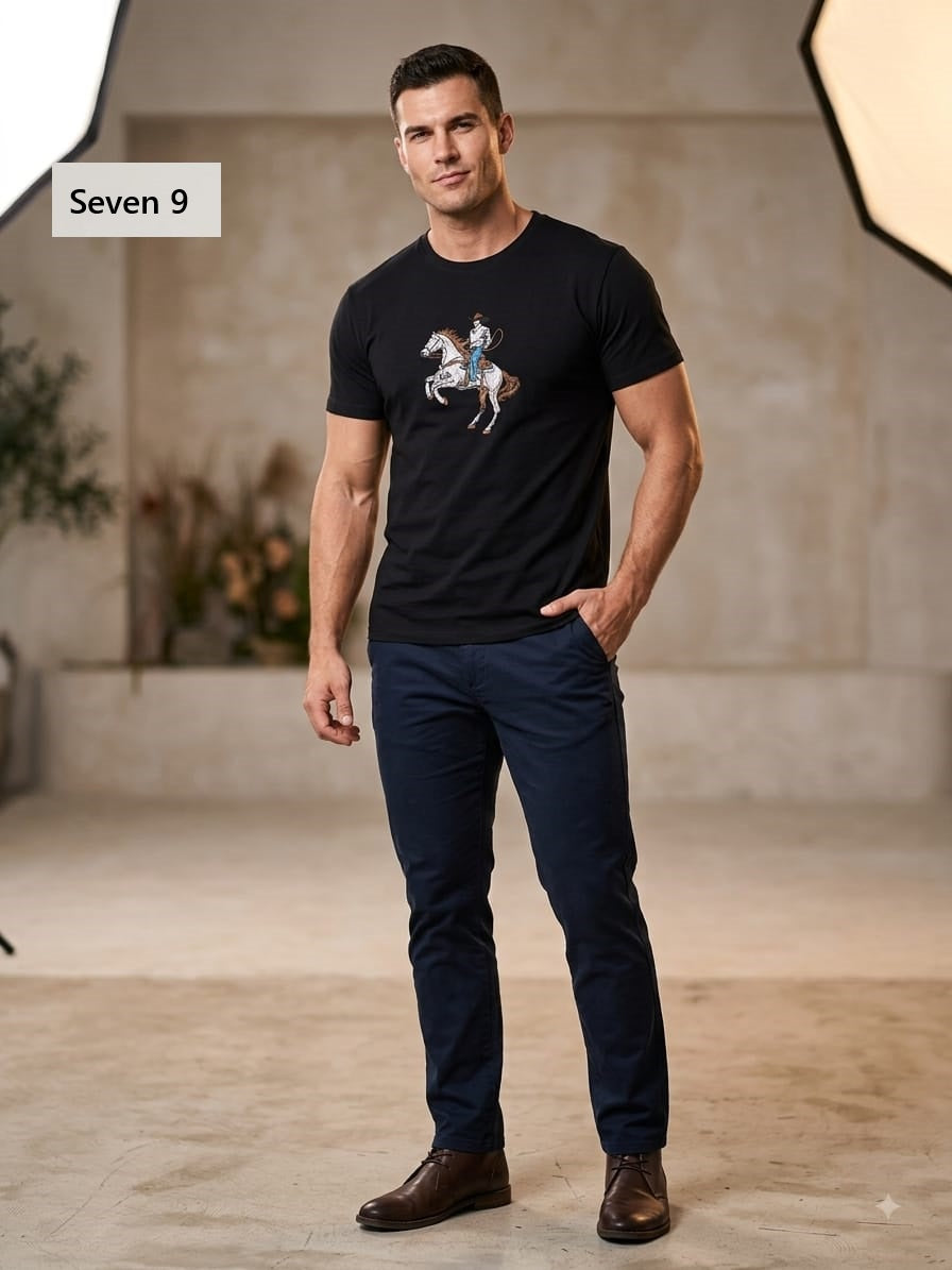 Design 5657 Plain Seven 9 Interlock Mens Tshirts Supplier India