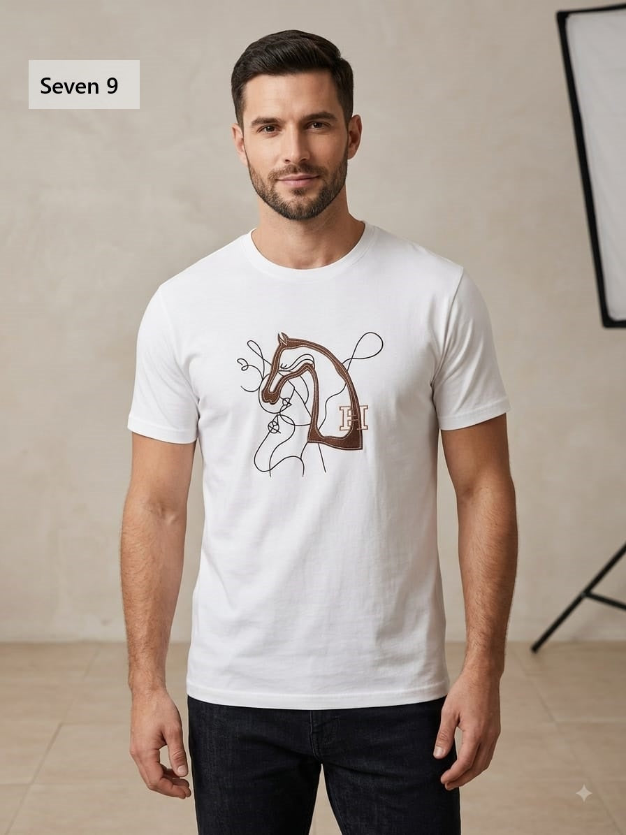Design 5657 Plain Seven 9 Interlock Mens Tshirts Supplier India