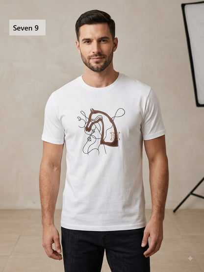 Design 5657 Plain Seven 9 Interlock Mens Tshirts Supplier India