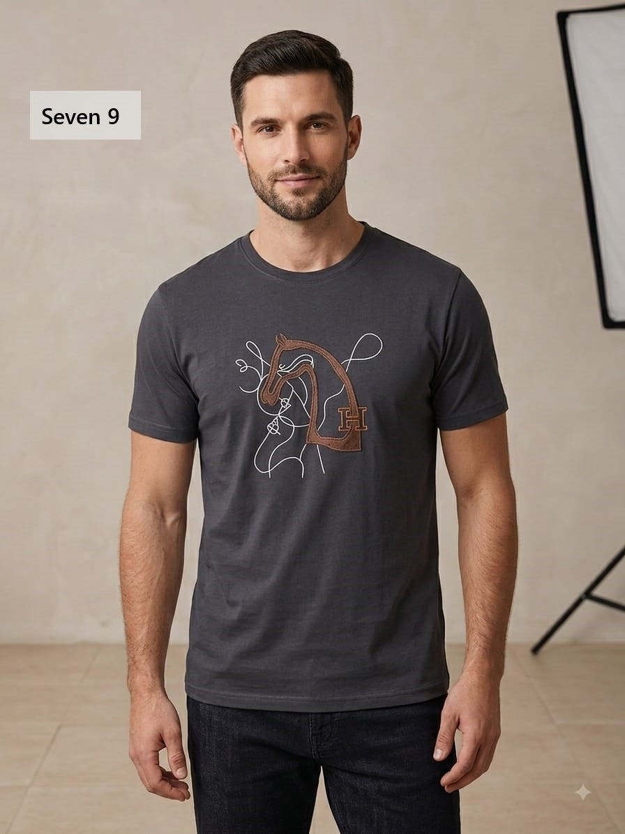 Design 5657 Plain Seven 9 Interlock Mens Tshirts Supplier India