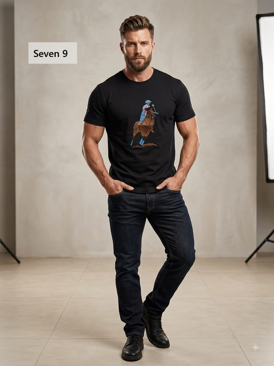Design 5657 Plain Seven 9 Interlock Mens Tshirts Supplier India