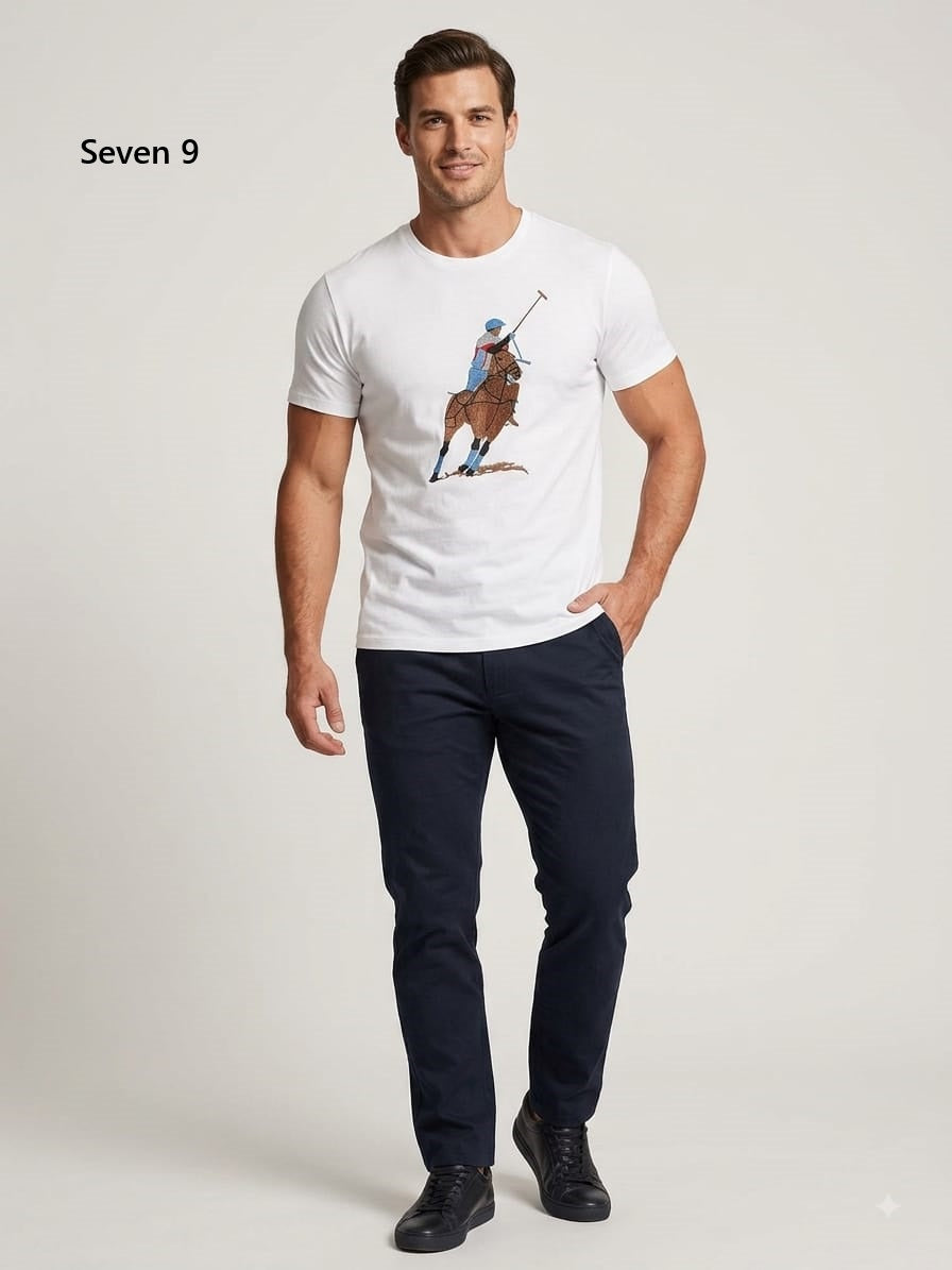 Design 5657 Plain Seven 9 Interlock Mens Tshirts Supplier India
