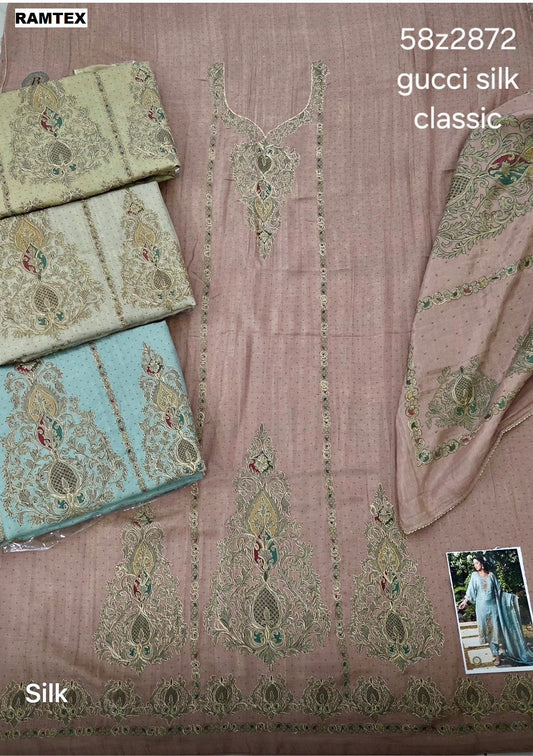 Design 58Z 2872 Ramtex Silk Pant Style Suits Manufacturer India