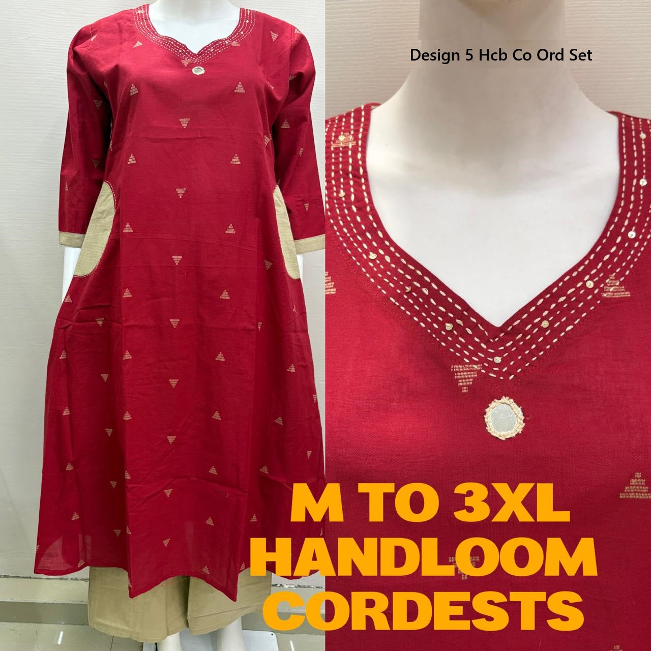 Design 5 Hcb Handloom Co Ord Set Wholesale Rate