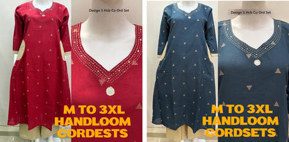 Design 5 Hcb Handloom Co Ord Set Wholesale Rate