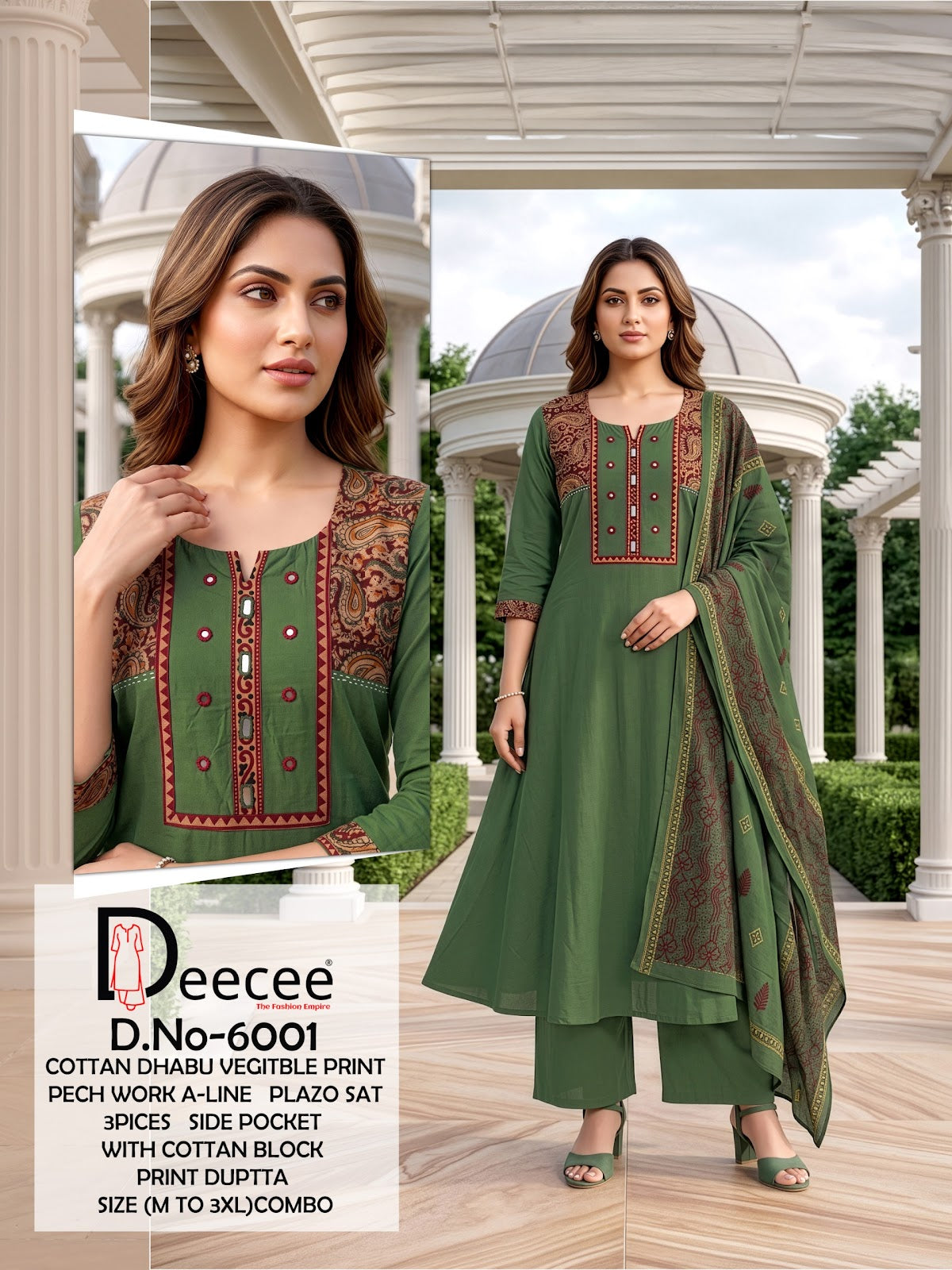 Design 6001 Patch Work Deecee Cotton Dhabu Readymade Anarkali Suits Wholesaler