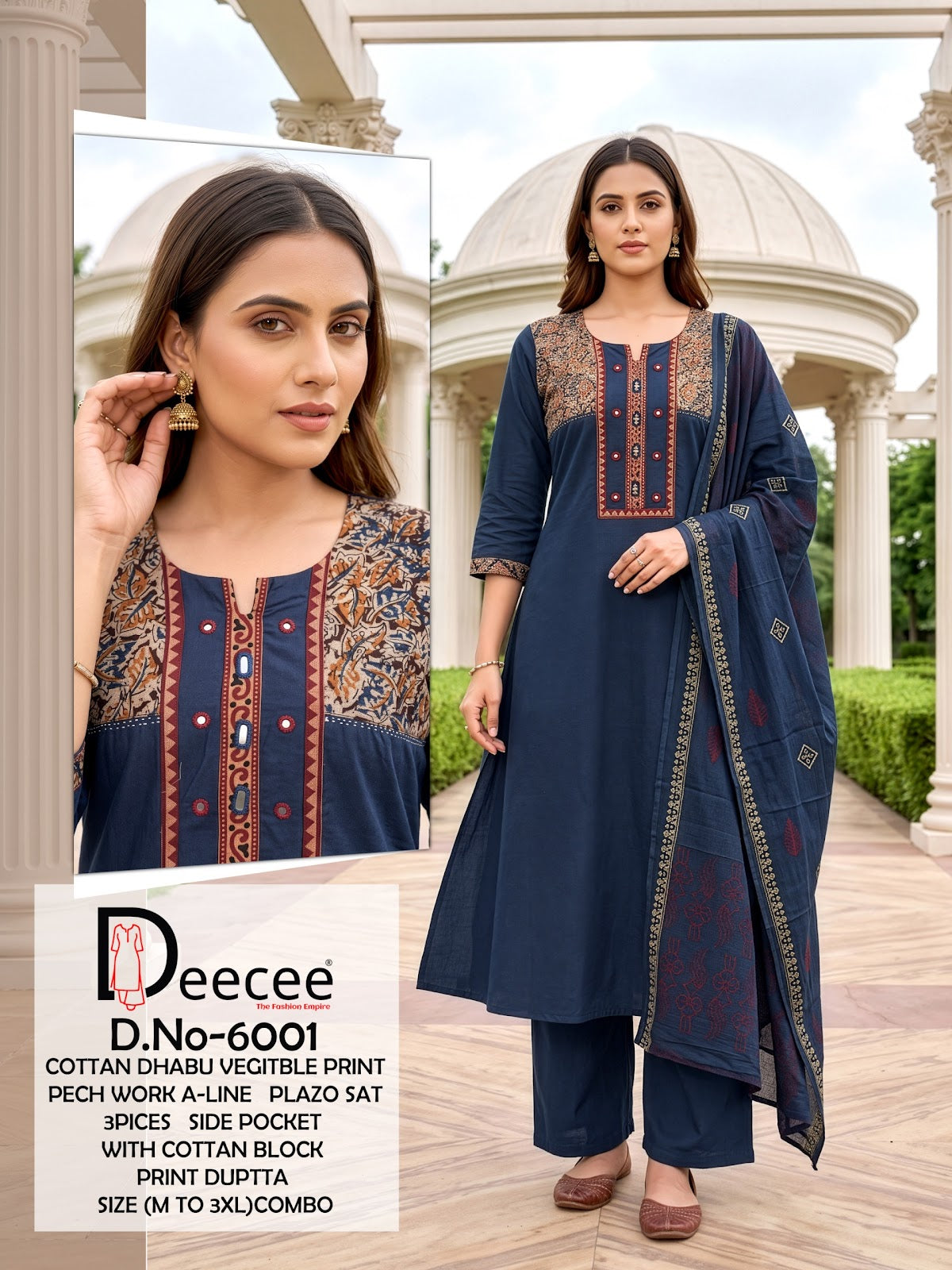 Design 6001 Patch Work Deecee Cotton Dhabu Readymade Anarkali Suits Wholesaler
