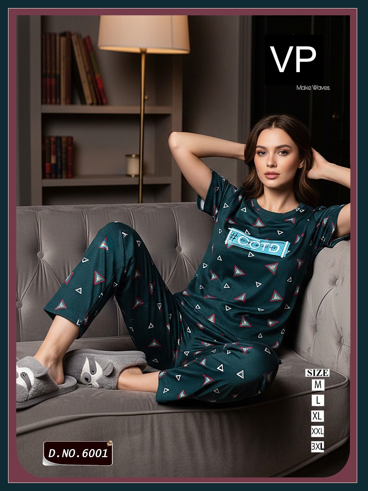 Design 6001 Vp Hosiery Cotton Pyjama Night Suits Supplier