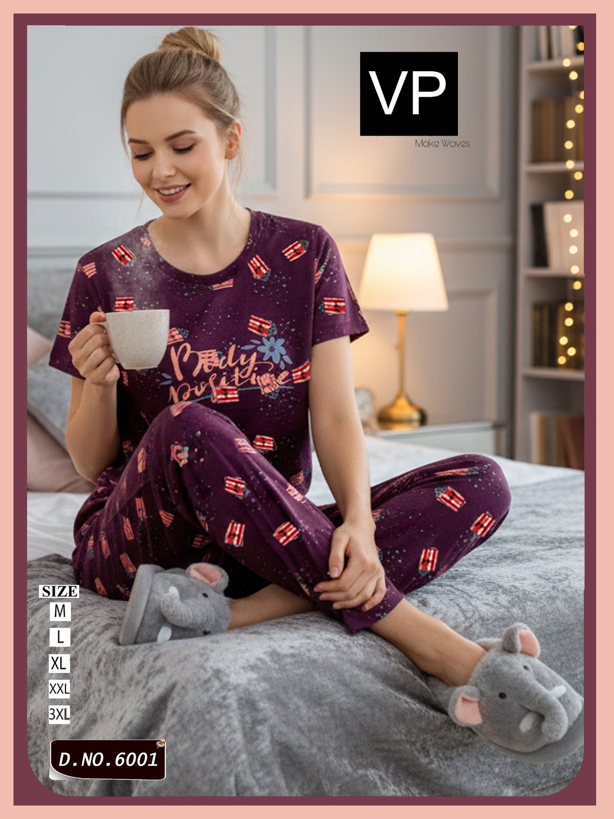 Design 6001 Vp Hosiery Cotton Pyjama Night Suits Supplier