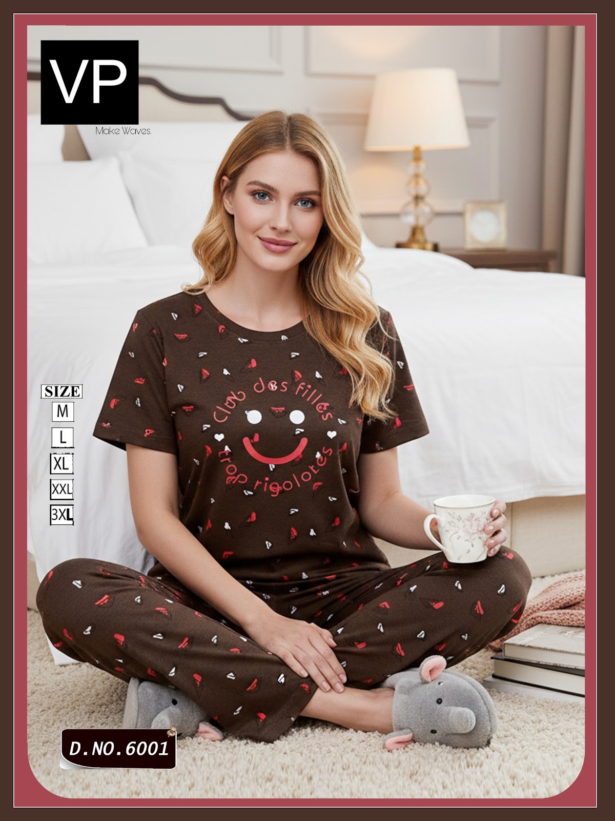 Design 6001 Vp Hosiery Cotton Pyjama Night Suits Supplier