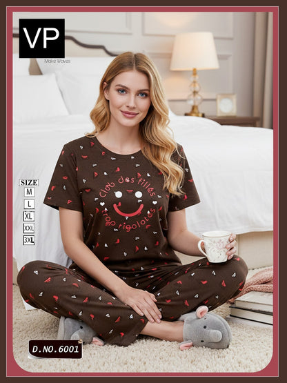 Design 6001 Vp Hosiery Cotton Pyjama Night Suits Supplier