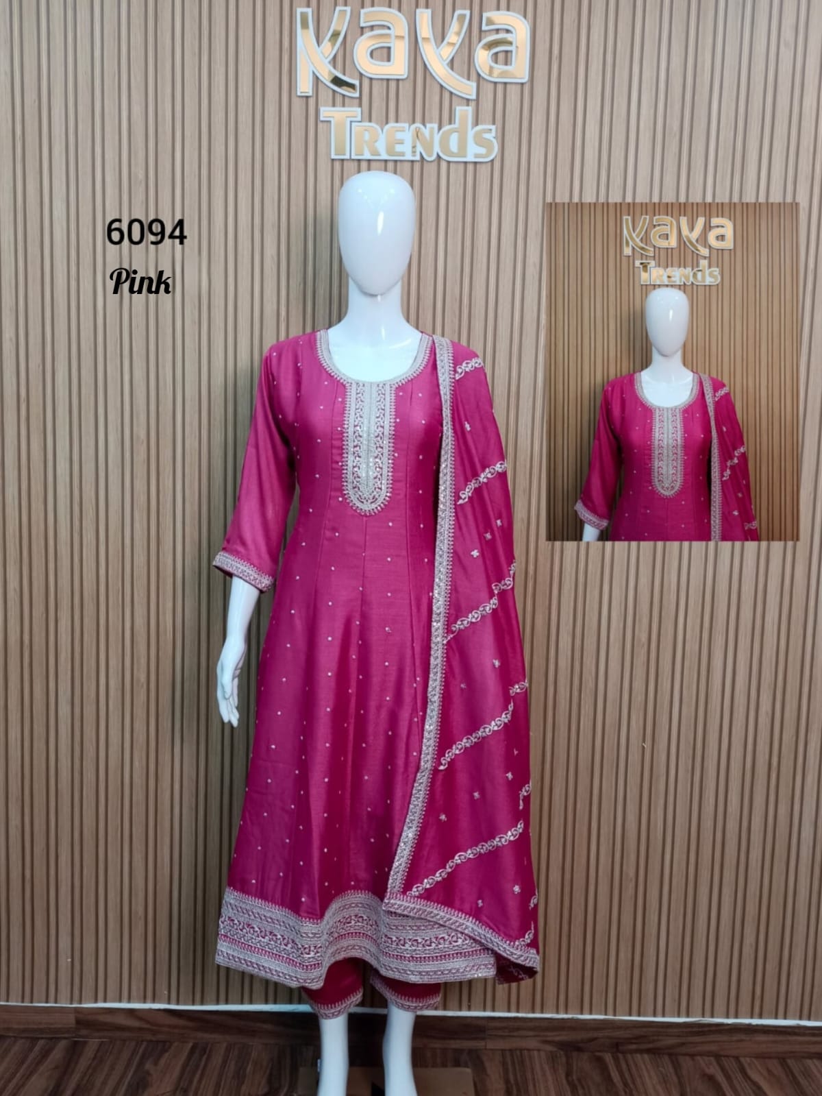 Design 6094 Kaya Vichitra Silk Readymade Anarkali Suits Wholesale