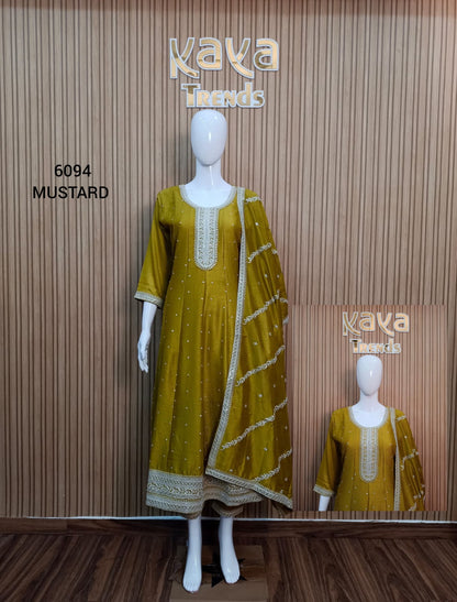 Design 6094 Kaya Vichitra Silk Readymade Anarkali Suits Wholesale