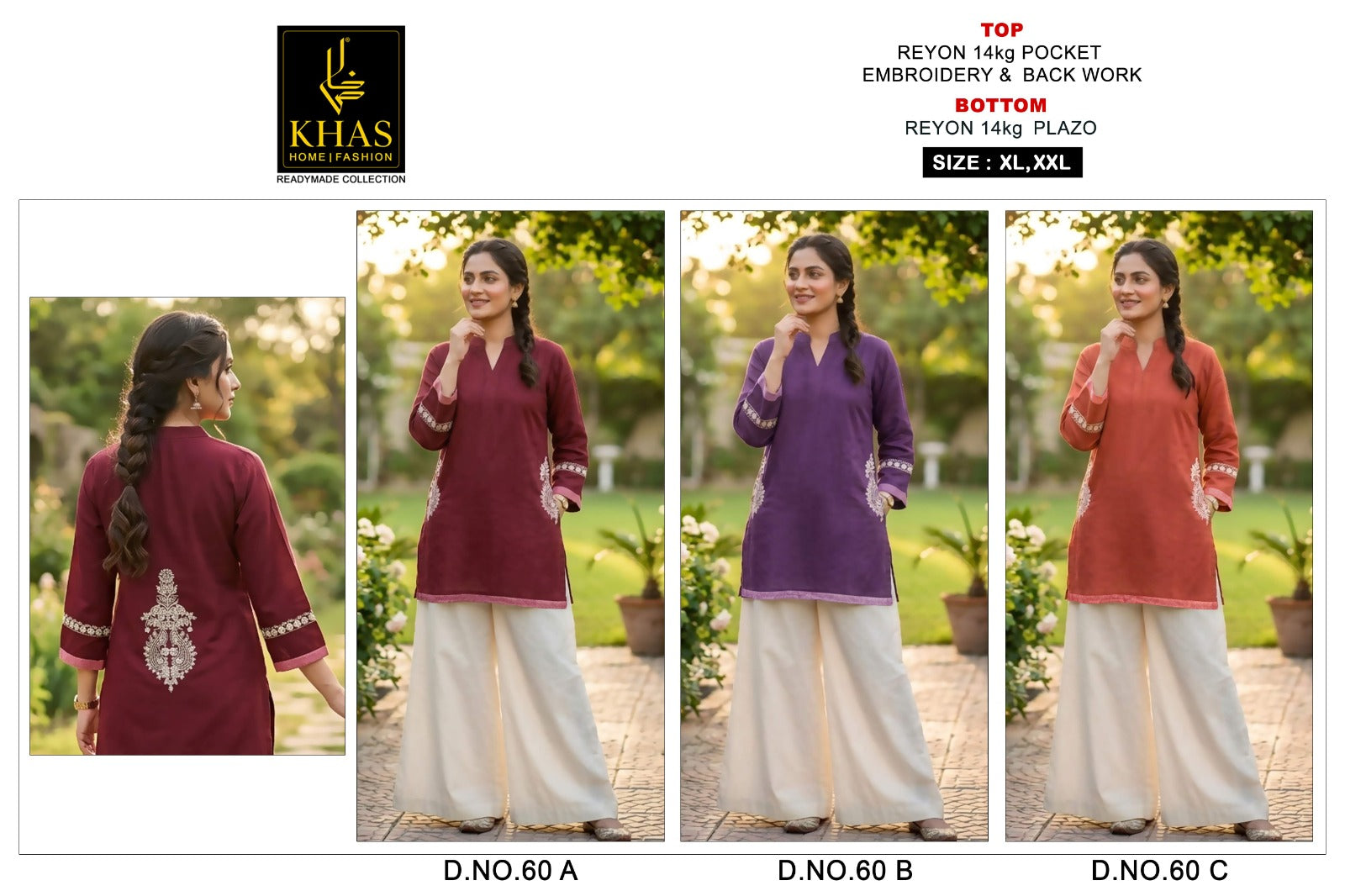 Design 60 Khas Reyon Kurti Plazzo Set Manufacturer India
