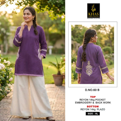 Design 60 Khas Reyon Kurti Plazzo Set Manufacturer India