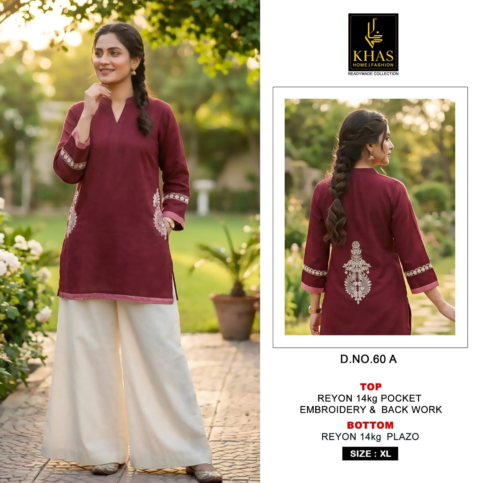 Design 60 Khas Reyon Kurti Plazzo Set Manufacturer India