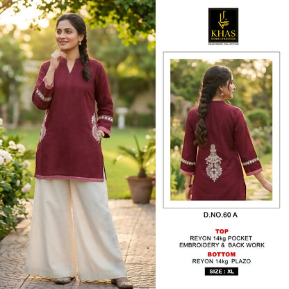 Design 60 Khas Reyon Kurti Plazzo Set Manufacturer India