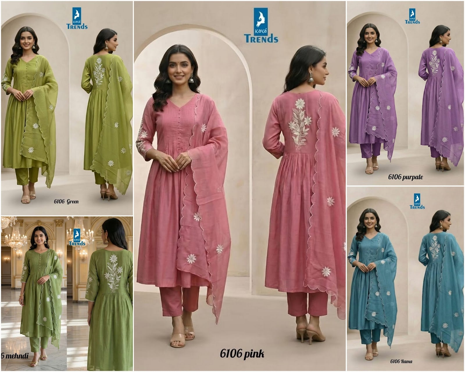 Design 6106 Kaya Trends Chanderi Readymade Anarkali Suits Wholesaler