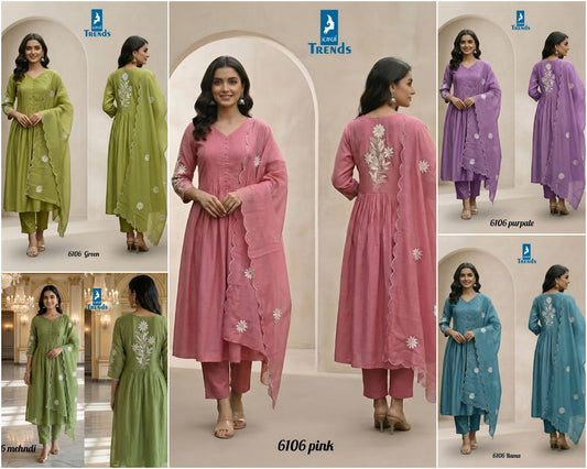 Design 6106 Kaya Trends Chanderi Readymade Anarkali Suits Wholesaler