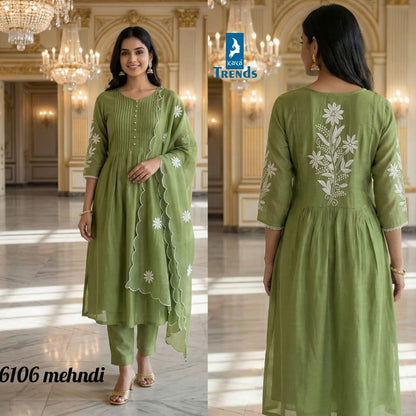 Design 6106 Kaya Trends Chanderi Readymade Anarkali Suits Wholesaler