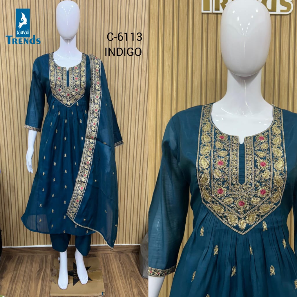 Design 6113 Kaya Trends Chanderi Readymade Anarkali Suits Manufacturer India