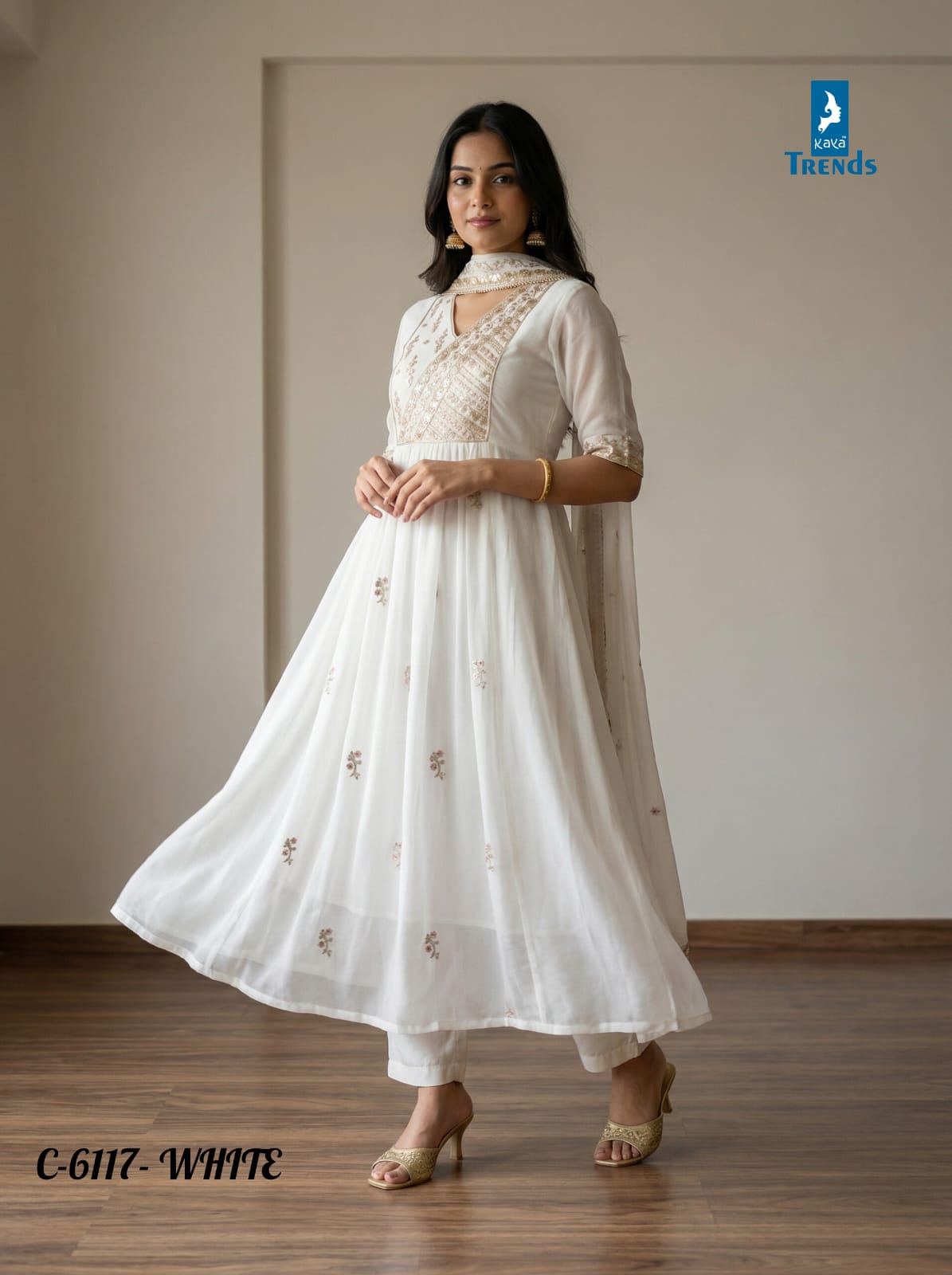 Design 6117 Kaya Trends Chanderi Readymade Anarkali Suits Supplier Ahmedabad