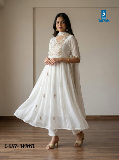 Design 6117 Kaya Trends Chanderi Readymade Anarkali Suits Supplier Ahmedabad