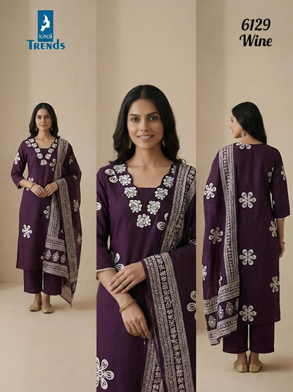 Design 6129 Kaya Trends Rayon Readymade Pant Style Suits Wholesaler Gujarat