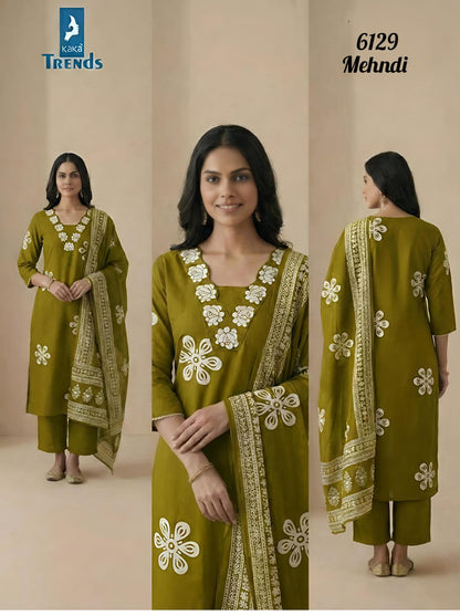 Design 6129 Kaya Trends Rayon Readymade Pant Style Suits Wholesaler Gujarat