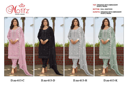 Design 613 Motifz Organza Pakistani Salwar Suits Manufacturer India