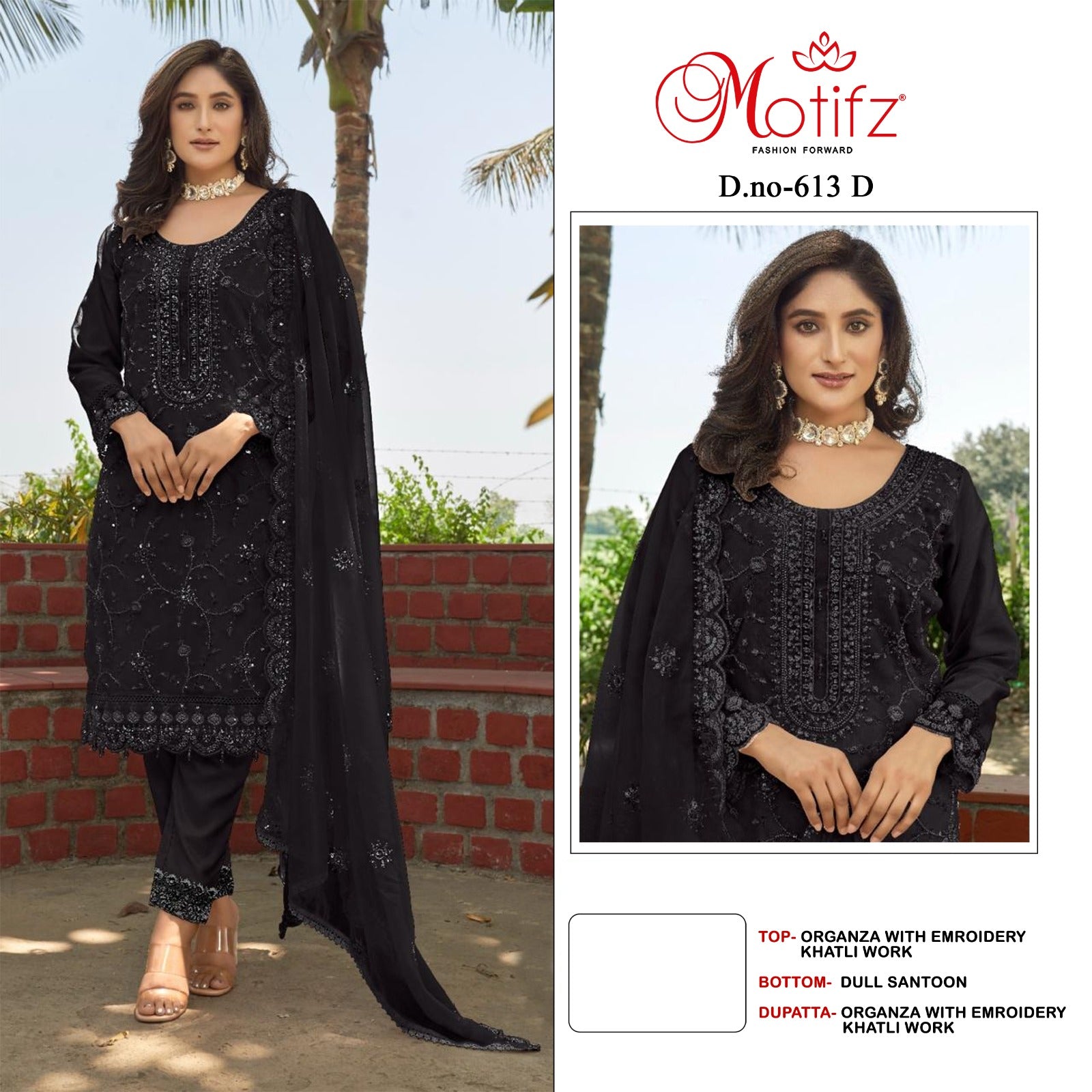 Design 613 Motifz Organza Pakistani Salwar Suits Manufacturer India