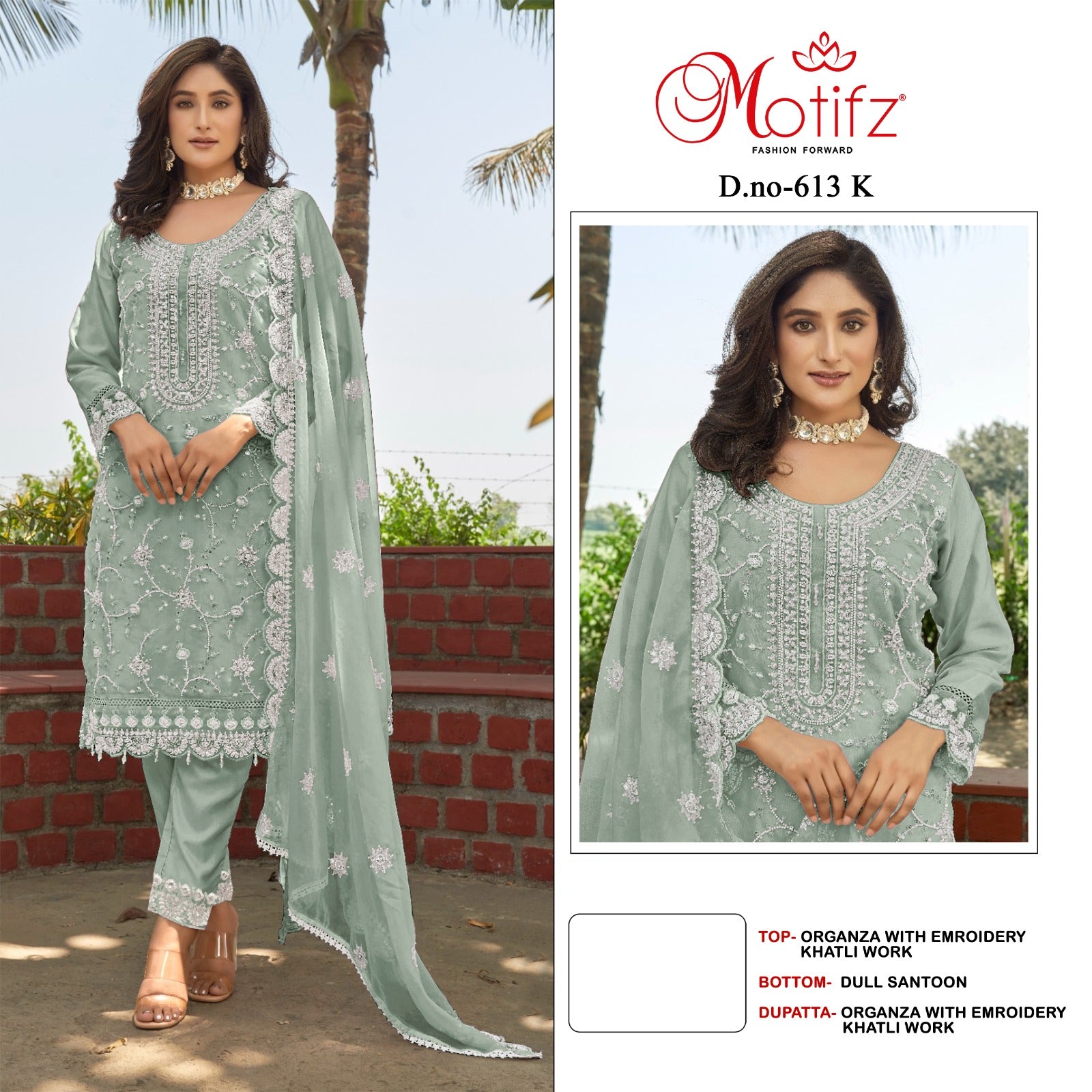 Design 613 Motifz Organza Pakistani Salwar Suits Manufacturer India