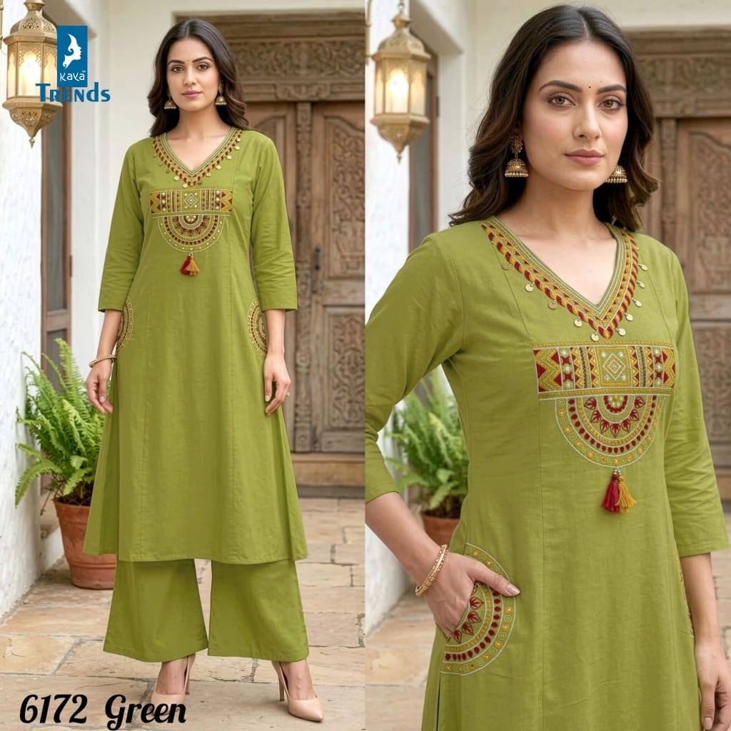 Design 6172 Colors Kaya Trends Cotton Kurti Plazzo Set Manufacturer Ahmedabad